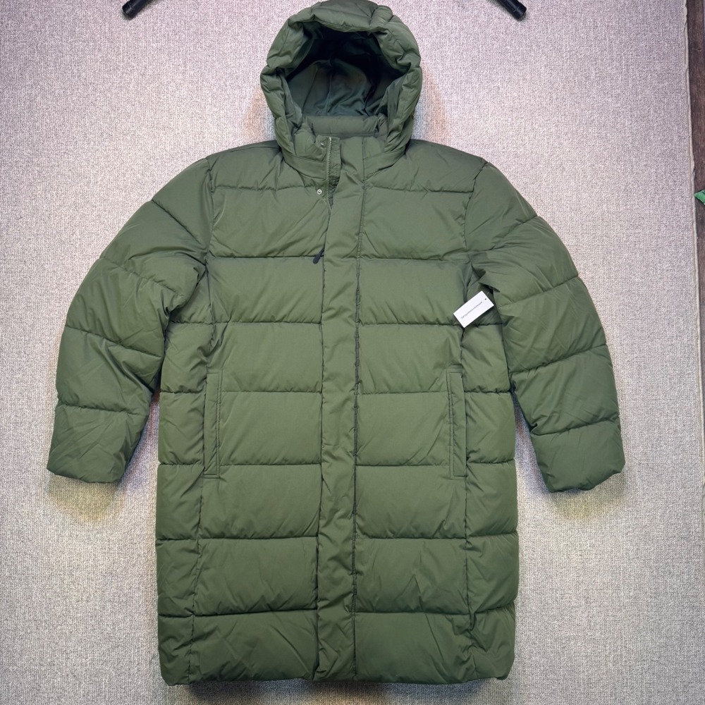 Amazon Essentials Mens XXL Longline Puffer Coat Olive Green Heavyweight NWT